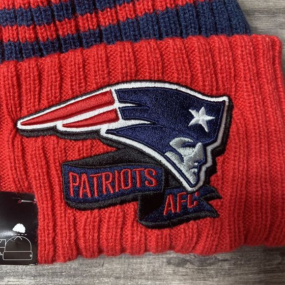 New England Patriots New Era knit pom hat beanie Blue OnField 100% AUTHENTIC - Picture 3 of 13